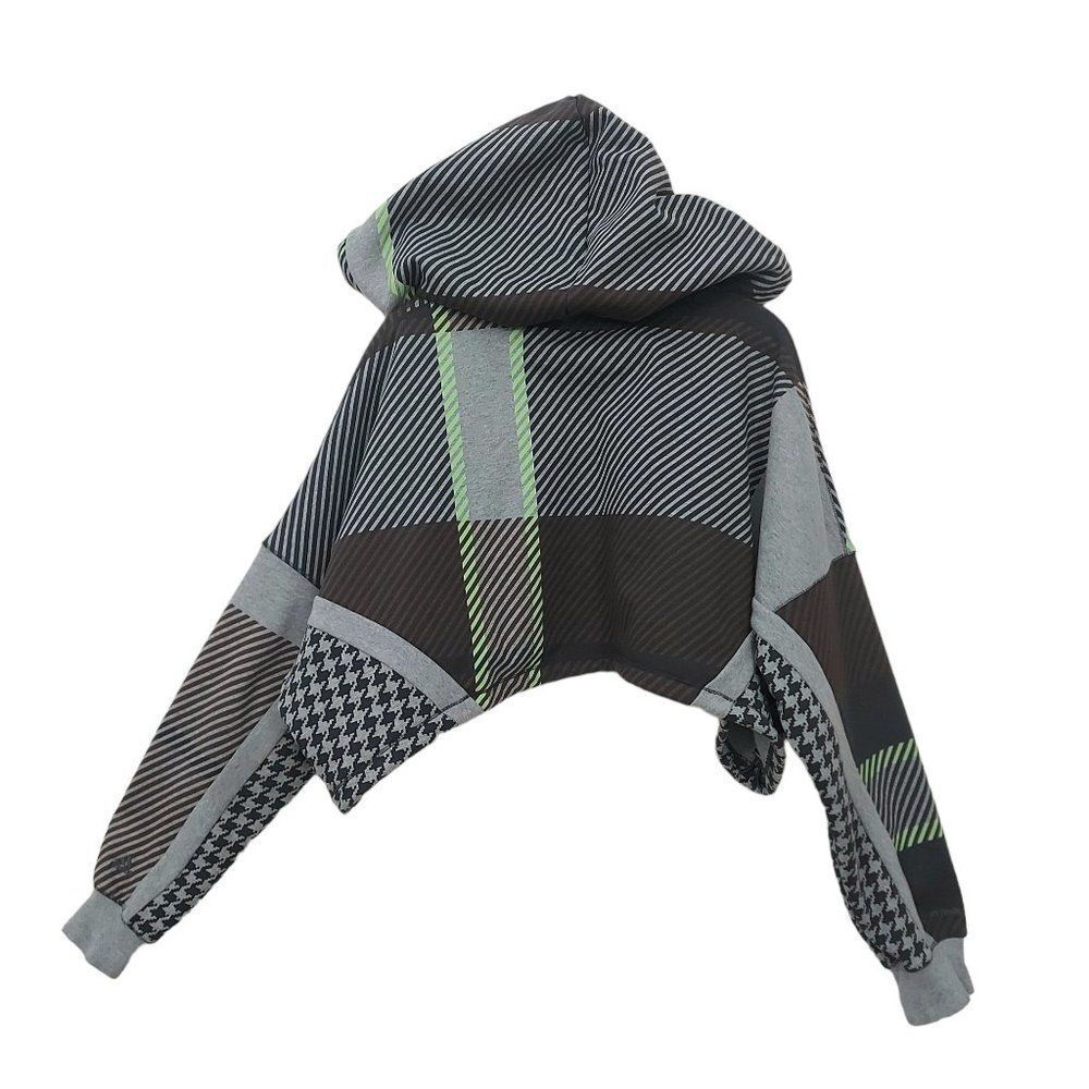 Adidas Ivy Park Halls of Ivy Cropped Hoodie Womens XS Plaid Houndstooth Cotton - Picture 4 of 11